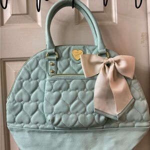 Betsey Johnson Mint Green Quilted Heart Bag with Bow